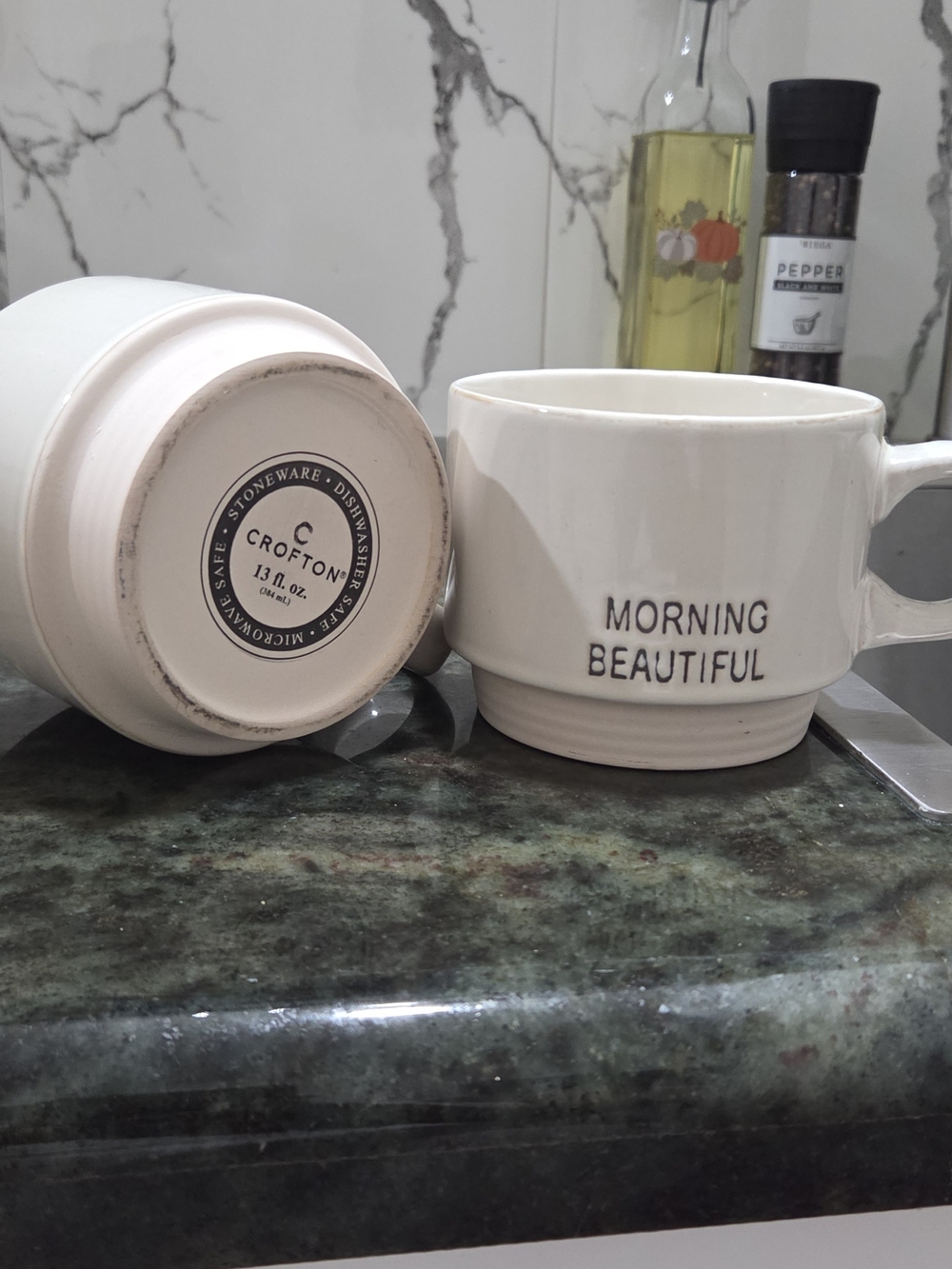 Croton Cream "Morning Beautiful" Stoneware Mug